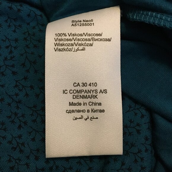 Jackpot Peacock Blue Ditsy Floral Print Cowl Collar Viscose Shirt - Picture 11 of 16